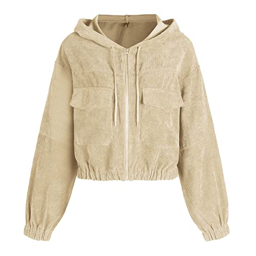 ZAFUL Damen Jacke Ubergangsjacke Kapuze Cordjacke...