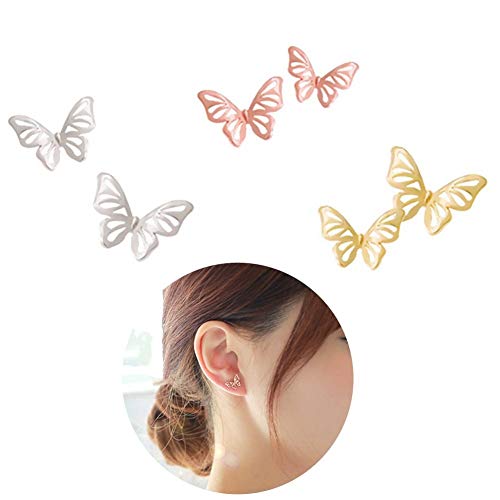 EQLEF Ohrringe Schmetterling Damen, Silber Rotgold...