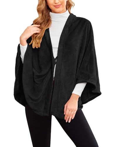 Ekouaer Poncho Flanell Damen Stole Fleece Faux...