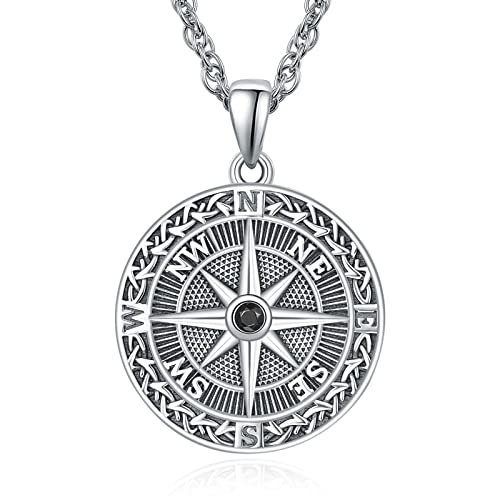 KINGWHYTE Kompass Halskette 925 Sterling Silber...