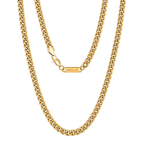 VEXXS 3/4/6mm Herren Panzerkette, 18K Gold...