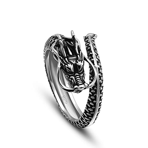 PangTuZiYin Vintage-Stil Herren 925 Silberring...