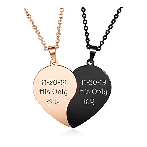 PiercingJak Personalized Gravur Herzkette Yin Yang...