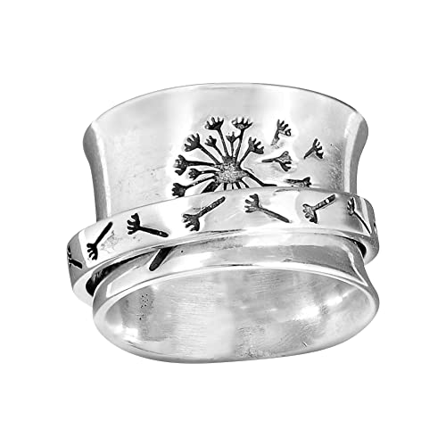 Löwenzahn Ring, Meditationsring Drehring Silber...