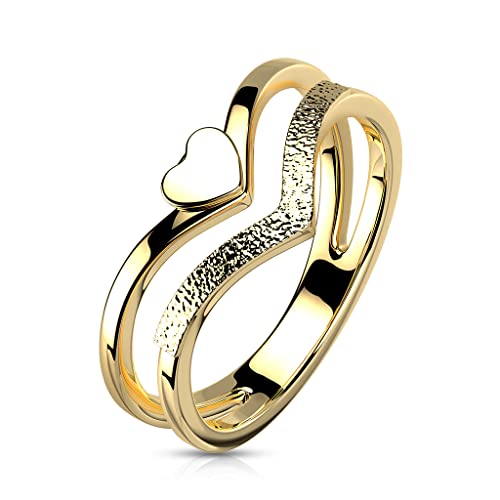 Paula & Fritz® Ring Damen Doppelring Herz Gold...