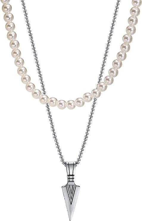 Herren Viking Perlenkette Anhaenger Silber...
