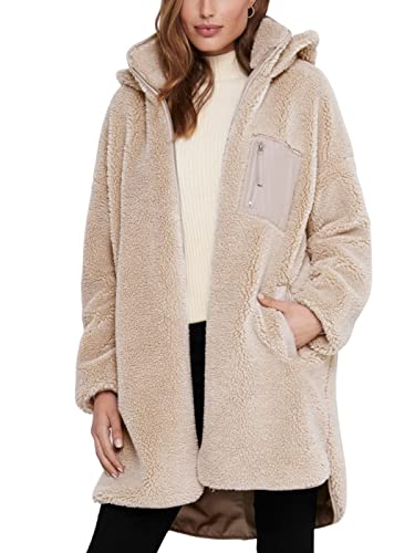 ONLY Damen Lange Teddy Kunstfell Jacke | Oversized...