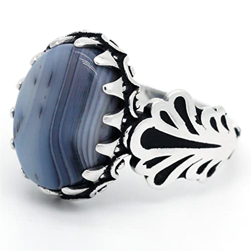 Jewelry Natürlicher Achatring für Herren 925er...