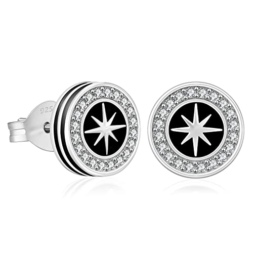 KRKC&CO S925 Silber Ohrringe Herren Iced Out, Rund...