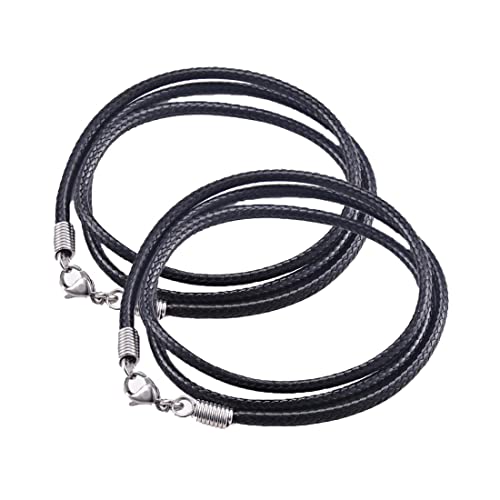 2 Stück Echtleder Kette schwarz Dicke 2mm mit...