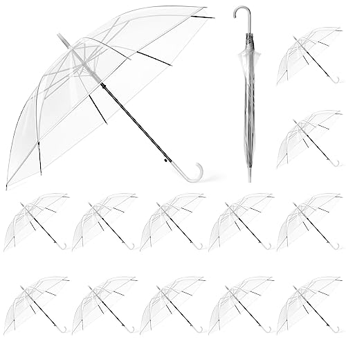Hestya 12er Pack 95 cm Durchsichtige Regenschirme...