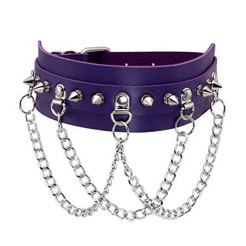 MILAKOO Lila Lederhalsband Halskette mit Allloy...