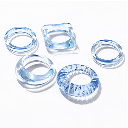 Vepoty Vintage -harzringe 5pcs Clear Chunky Rings...