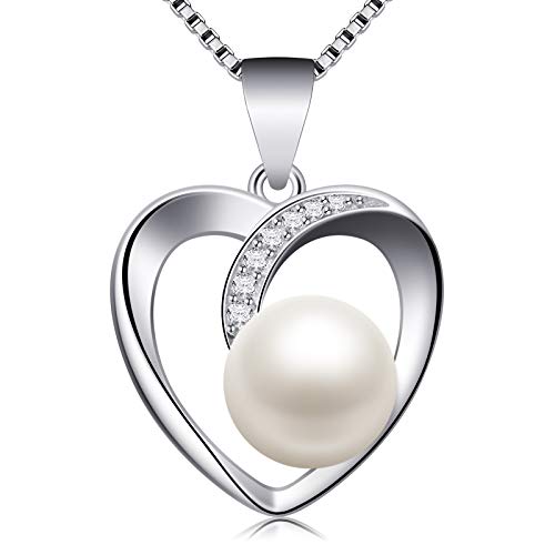 Jewlldeen Kette Damen 925 Silber Perlenkette...