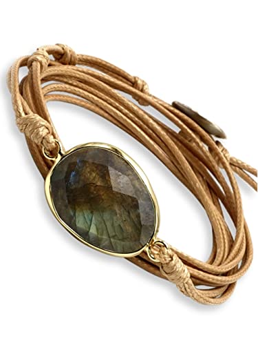 BENAVA Damen Wickelarmband mit Labradorit Stein...