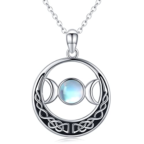 Triple Moon Göttin Kette 925 Sterling Silber...