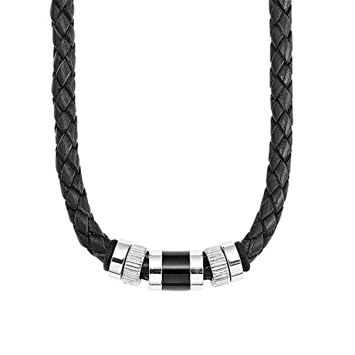 s.Oliver Halsband Edelstahl Leder Herren...