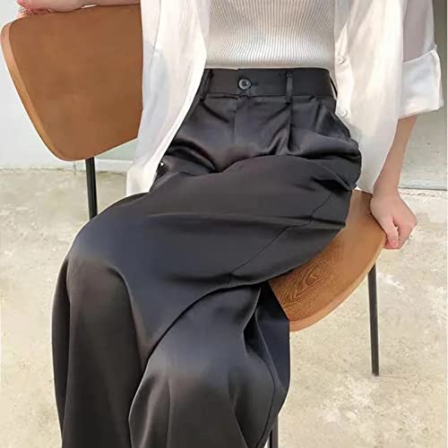 CBZOJBKPZDY Damen Satin Hose Mit Weitem Bein -...