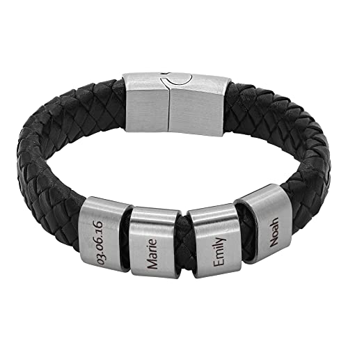 Heideman Armband Herren aus Leder schwarz matt...