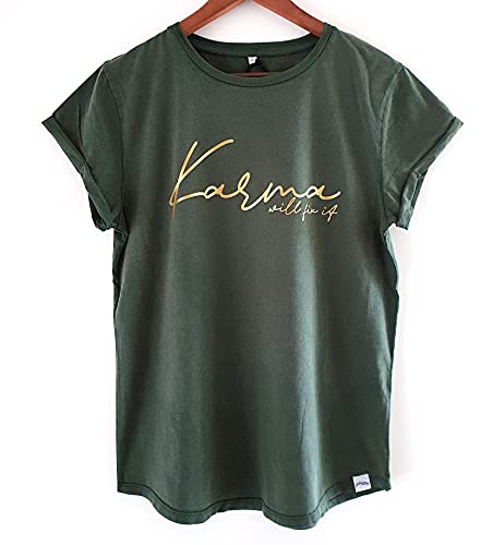 Statement Damen T-Shirt *Karma will fix it* Gold -...