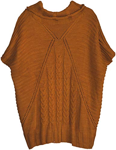 styleBREAKER Damen Strick Poncho mit Zopfmuster,...