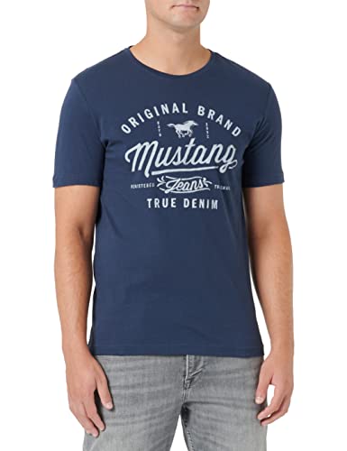 MUSTANG Herren T-Shirt Rundhals Kurzarm Logo Print...