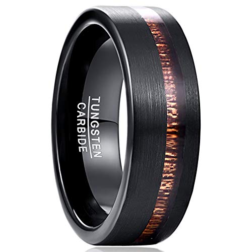 Vakki 8mm Wolfram Ring Herren Ring Schwarz Matt...