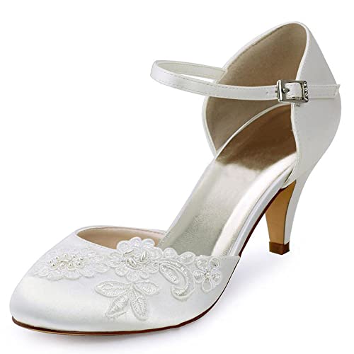 Brautschuhe Damen, 7 Cm Kleid Runde Zehe Stiletto...