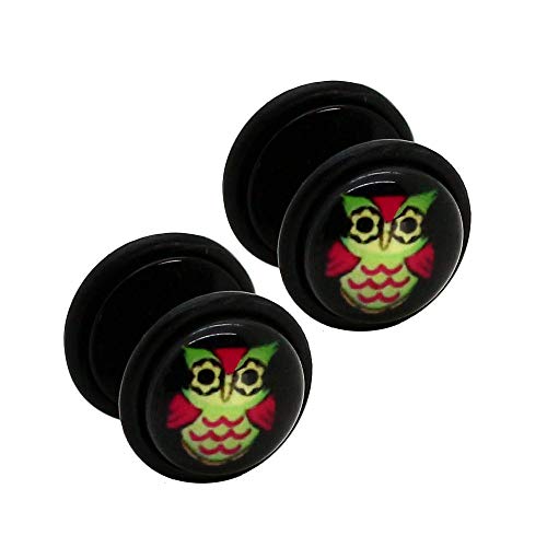 tumundo 2 Fake-Plugs Eule Uhu Piercing Flesh...