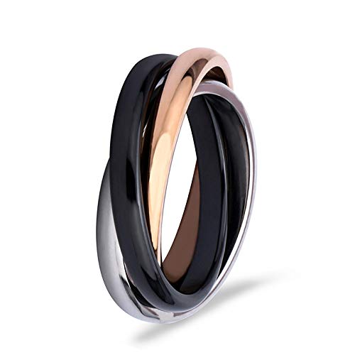 Zuiaidess Keramik Ring,Rose Gold DREI Kreuz Ring...