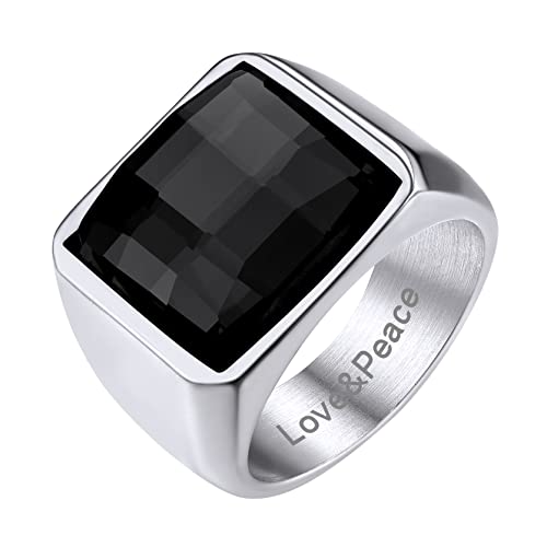 GoldChic Männer Geburtsstein Siegelring mit...