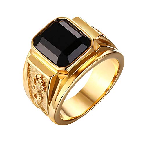 Quadratischer schwarzer Zirkonring für Herren mit...