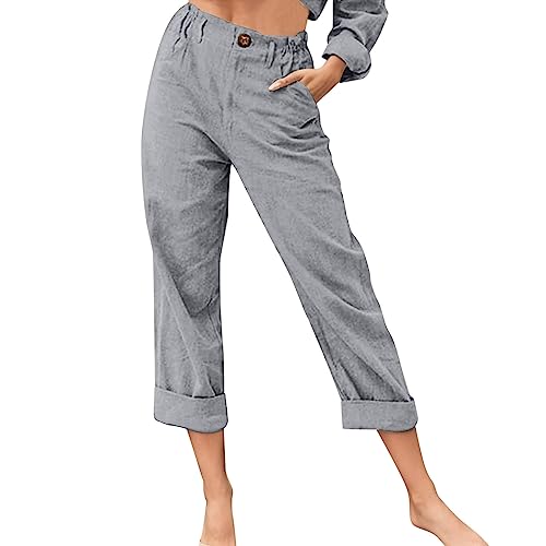 Leinenhose Damen Sommer Capri Sommerhose Damen...