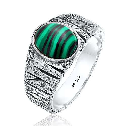 Kuzzoi Siegelring Herrenring oval mit Malachit...