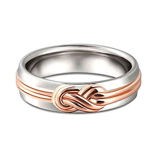 Zweifarbiger Knoten Sterling Silber Ring: Paaring...