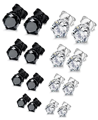 YADOCA 8 Paar Edelstahl Ohrstecker für Männer...