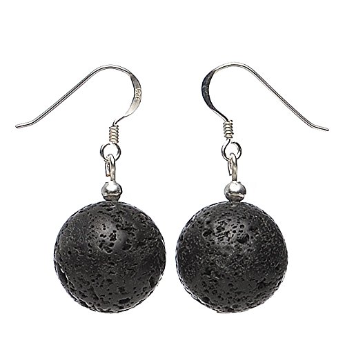 Ohrringe Ohrhänger aus echter Lava & 925 Silber...