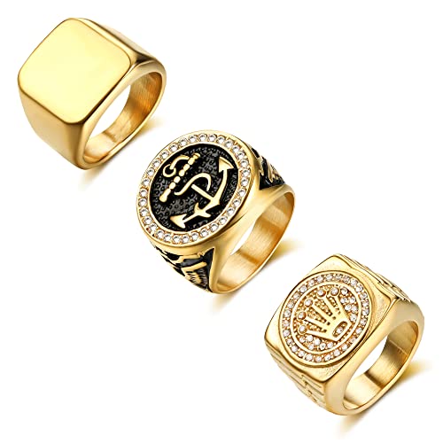 Dochais 3 Stück Wide Siegelring Herren, Ringe...