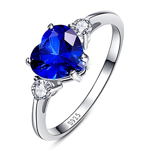 BONLAVIE Damen Ring Blau Herz Liebe Saphir 925...