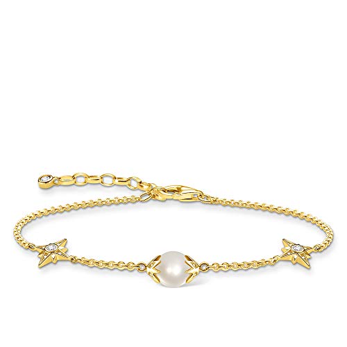 Thomas Sabo Damen Armband Perle mit Sternen Gold...