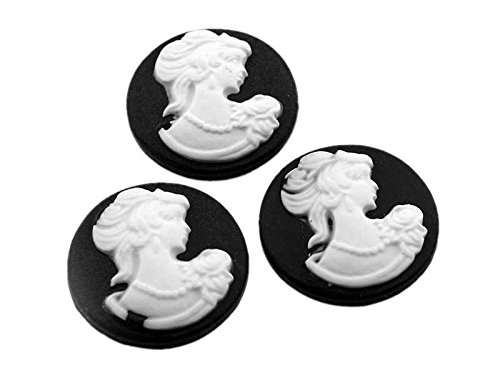 4 Cabochon/Kamee in schwarz, 20 mm von...