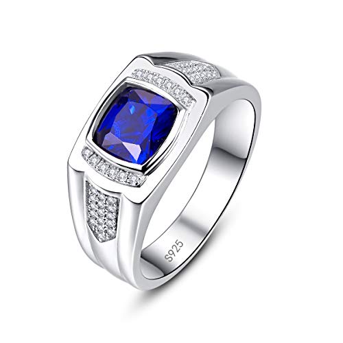 BONLAVIE Herren Ring 925 Sterling-Silber mit blau...
