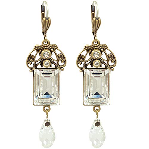 Jugendstil Ohrringe mit Markenkristallen Gold...