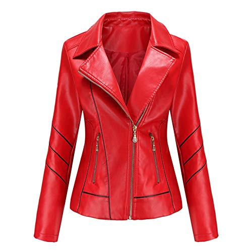 Rumity Damen PU Leder Jacke Frühling Herbst...