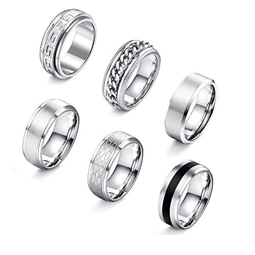 Adramata 6 Stück Ring Damen Edelstahl Vintage...