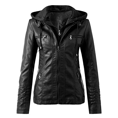 Briskorry Damen Lederjacke Braun Bikerjacke...