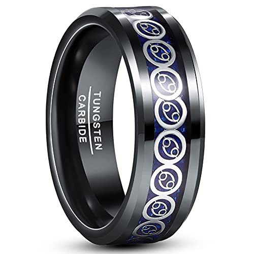 Cloyo Herren Ringe Schwarz 8mm Wolfram Ring...