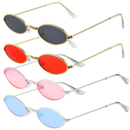 4 Stück Retro Sonnenbrille Oval Brille, Vintage...