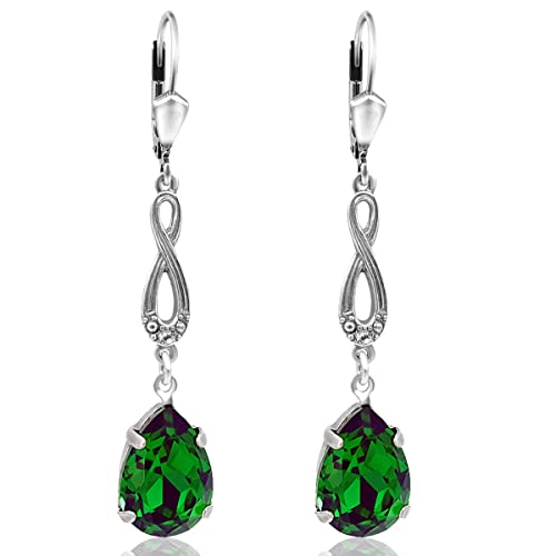Jugendstil Ohrringe Silber Emerald Markenkristalle...