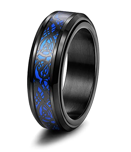 LOLIAS Herren Ringe Schwarz Edelstahl Ringe für...